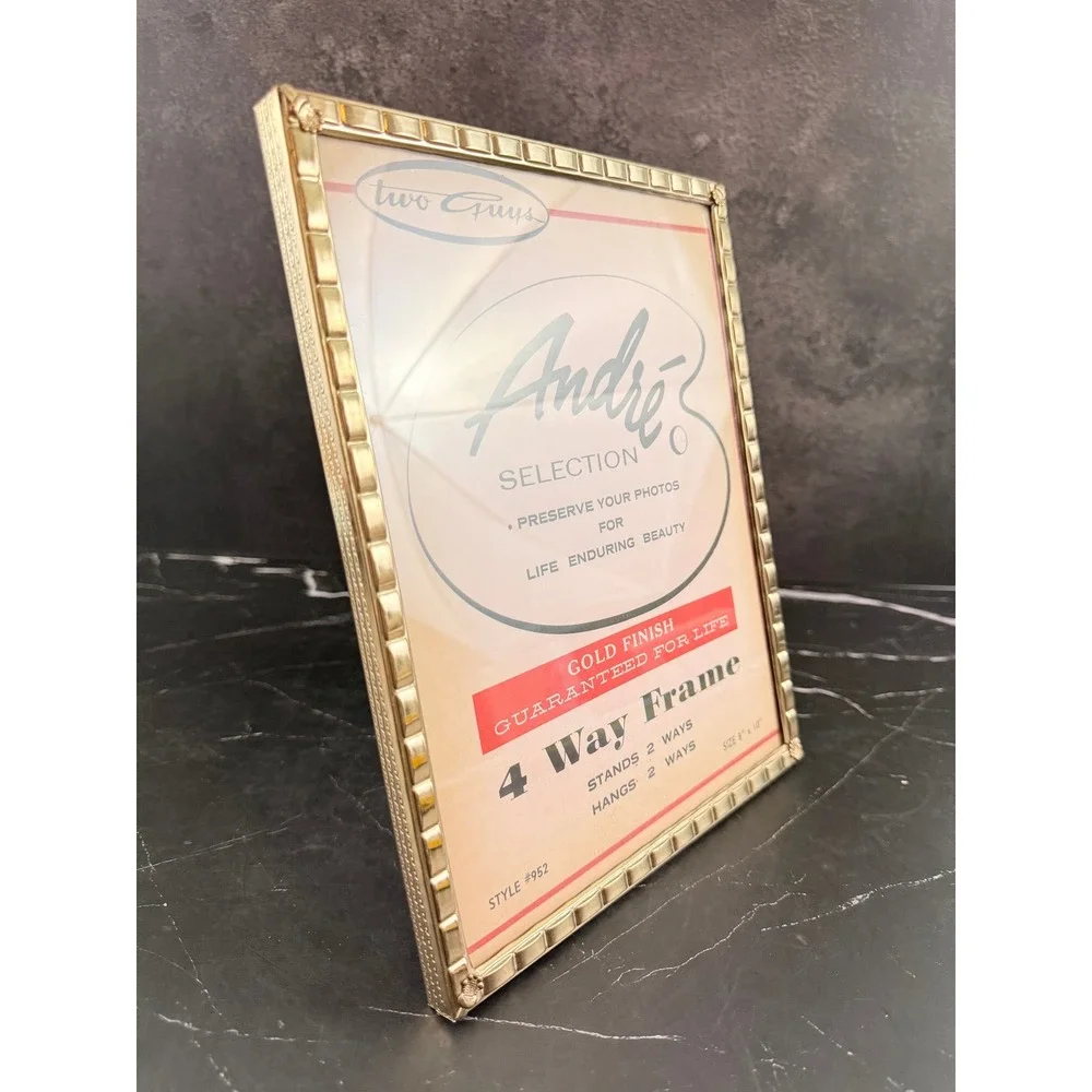 VTG Andre Selection Gold Tone Metal 4-Way Frame 8X10 Fabric Back